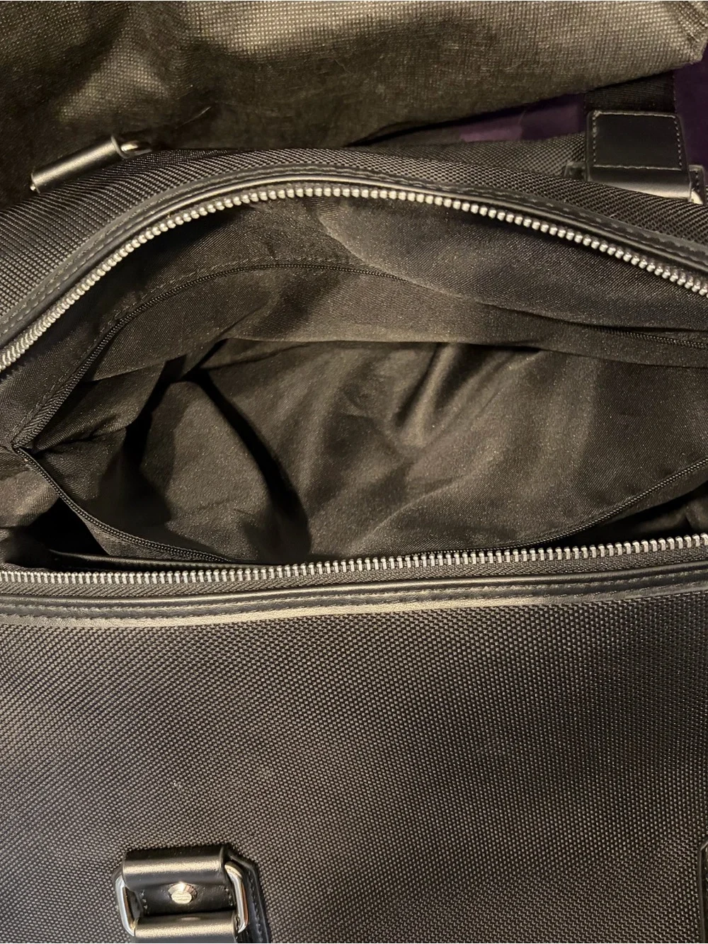 Bugatti Black Duffel Bag with Leather Trim